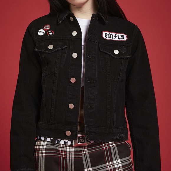 BNWT EMILY THE STRANGE X DOLLS KILL TRUCKER JACKET - Picture 9 of 10